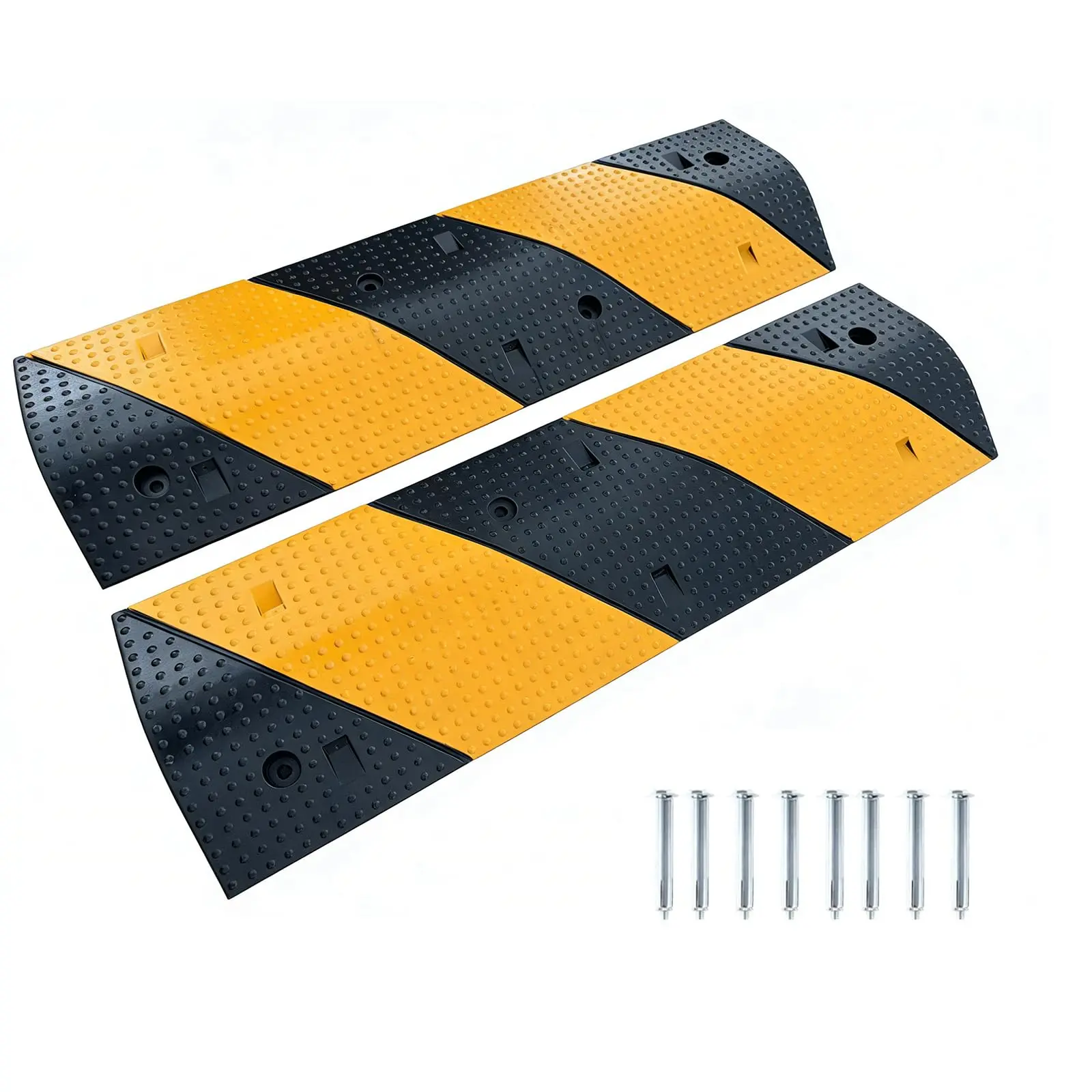 40-Inch Rubber Speed Bump, Single Channel, 2-Pack, Heavy-Duty Driveway Threshold Ramp