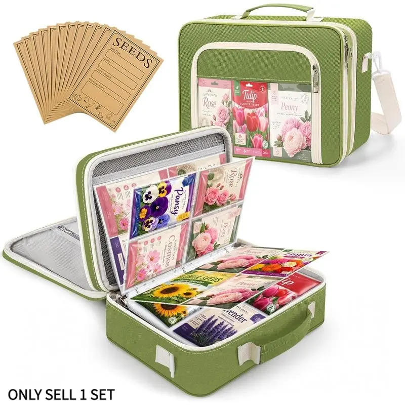 Seed Storage Organizer with 20 Reusable Seed Packets - Portable Gardening Seed Holder for Seeds, Stamps, Cards & Specimens - Perfect for Gardeners, Collectors & Hobbyists