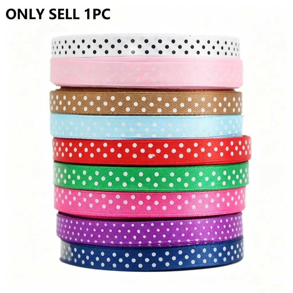 25 Yards Roll 10mm Wide Polka Dot Ribbon, Gift Wrapping Decorative Trim, Cake Flower Packaging Band, Festival Birthday Party Decoration