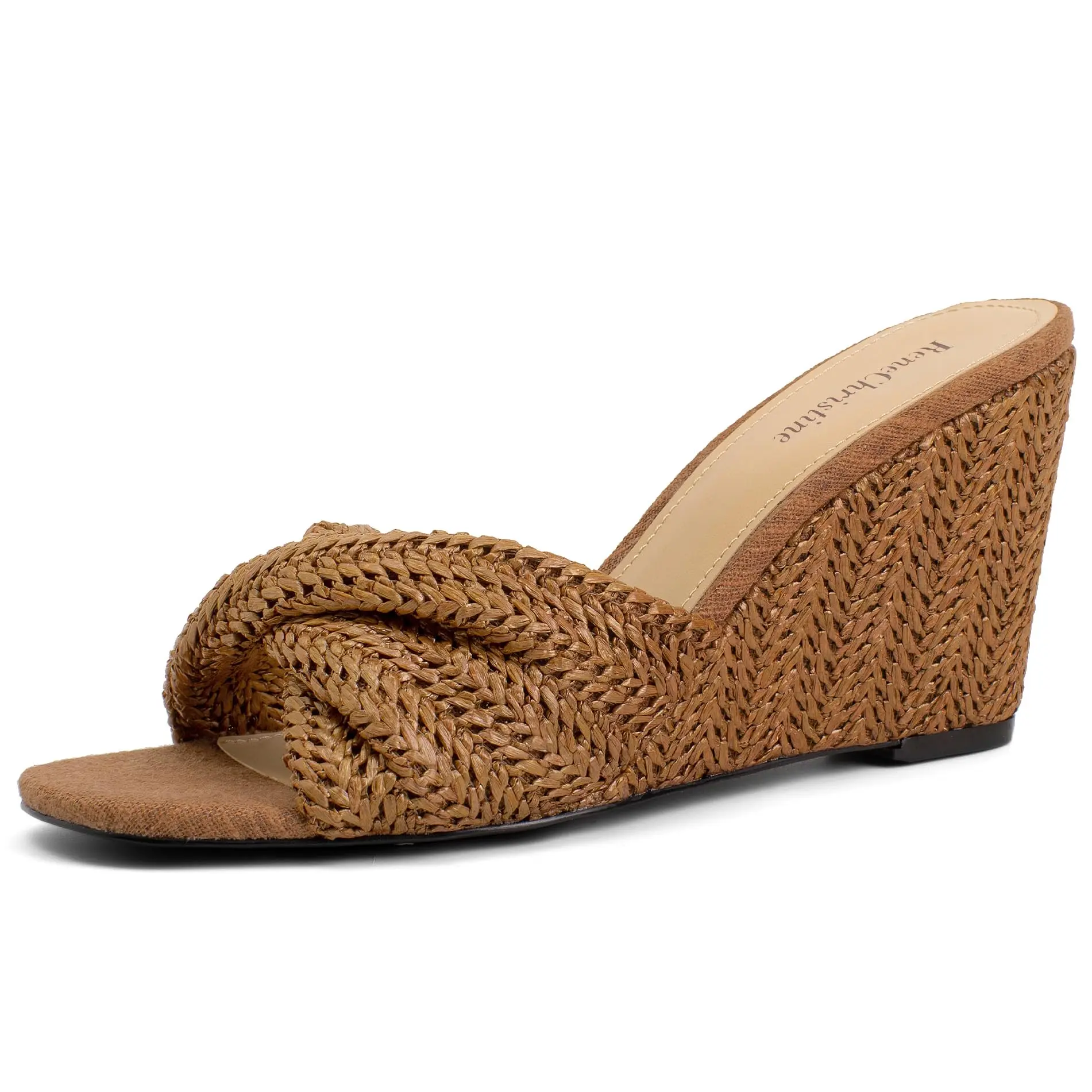 Women's Wedges Slippers Fabric Heels Slip on Comfy Evening Dress Sandals Square Toe Shoes for Women 3.3" Heels Black Breathable Summer Spring Girl Natural Footwear Design slippers women 90s vintage men clothing