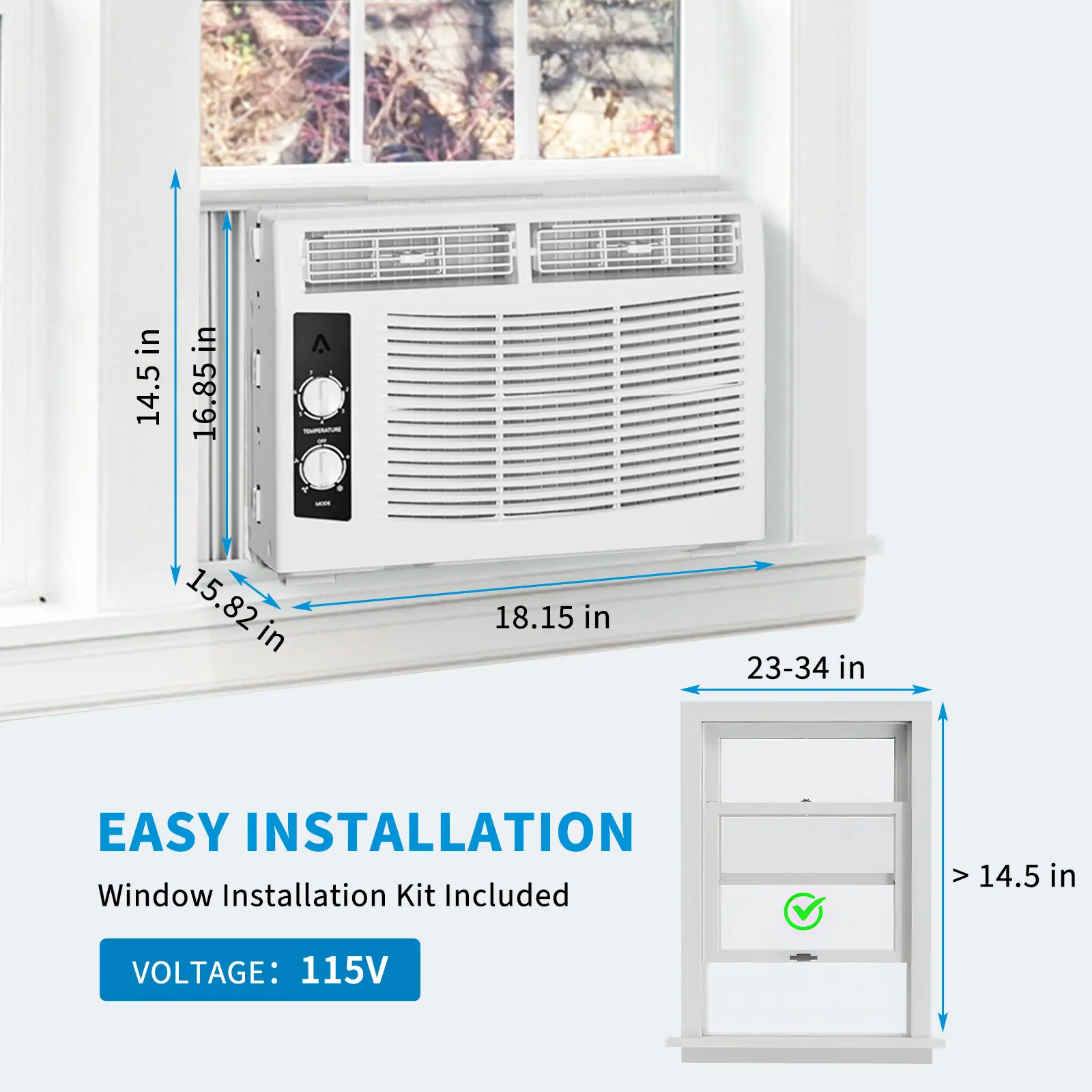 5000 BTU only for cooling-No WIFI-No telecontrol-White