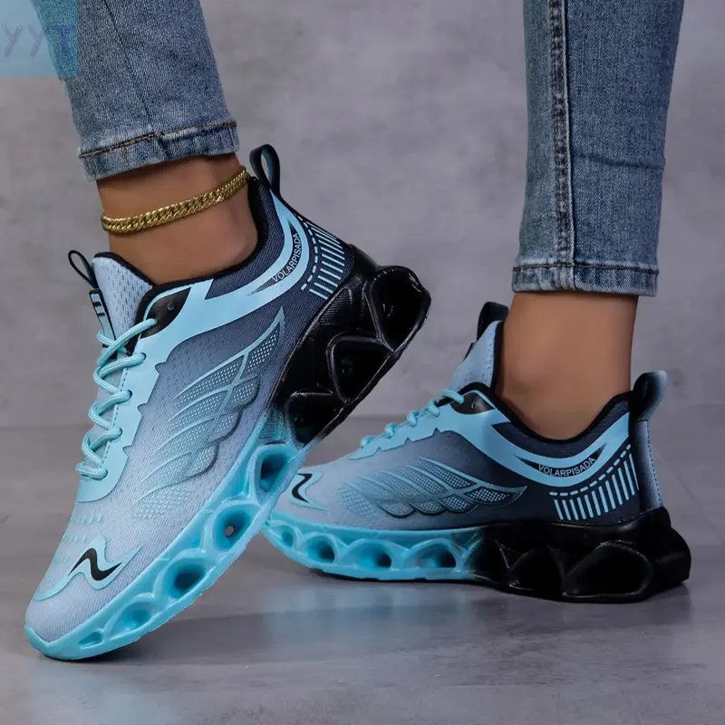 Women's YYT1 2026 New Year's Edition Laces-Up Synthetic Hiking Shoes - Lightweight Waterproof, Urban Hiking-Urban Commuting Use, Gorpcore Fashion Core, Niche Gradient Blue Black Sneaker-Style Casual Shoes