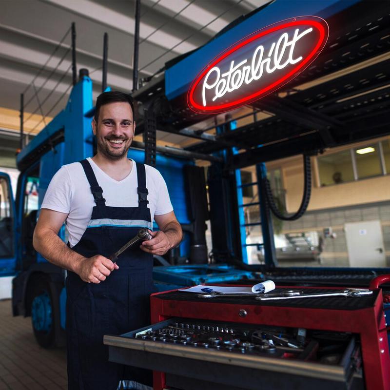 Peterbilt Neon Sign, USB Powered Dimmable LED Neon Light Sign, Decorative Neon Sign for Farm Bedroom Man Cave Bar, Modern Mood Lighting