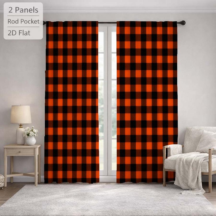 2Pcs Classic Buffalo Plaid Checkered Grid Pattern Sun Blocking Curtains Digital Printed Rod Pocket, Window Treatment For Bedroom Office Kitchen Living Room Study Home Decor