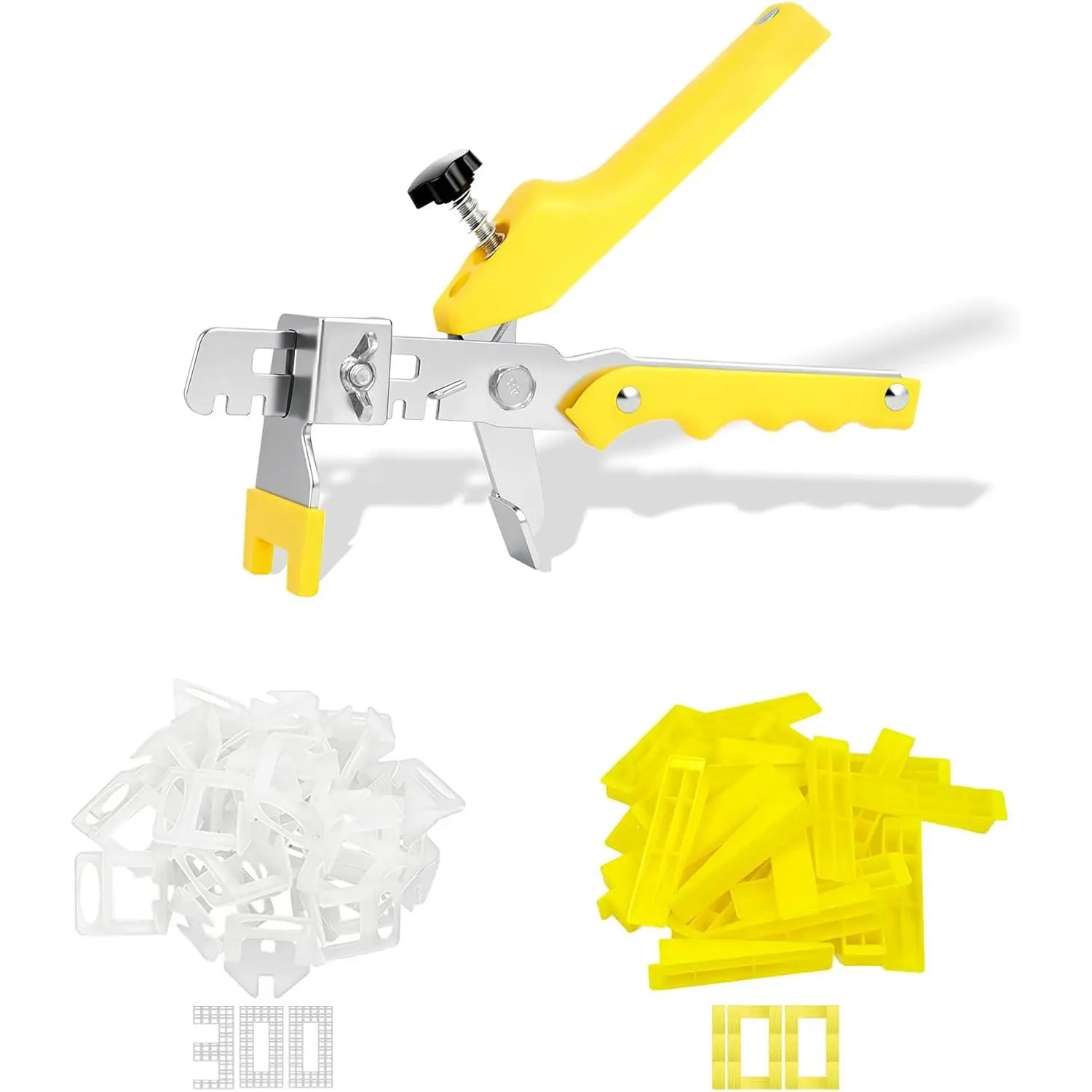 Tile Leveling Kit, Plier, 300 Clips & 100 Wedges, 1/8" Spacers| Reusable Tile Leveling Clips for & Wall Installation, Lippage for Tile