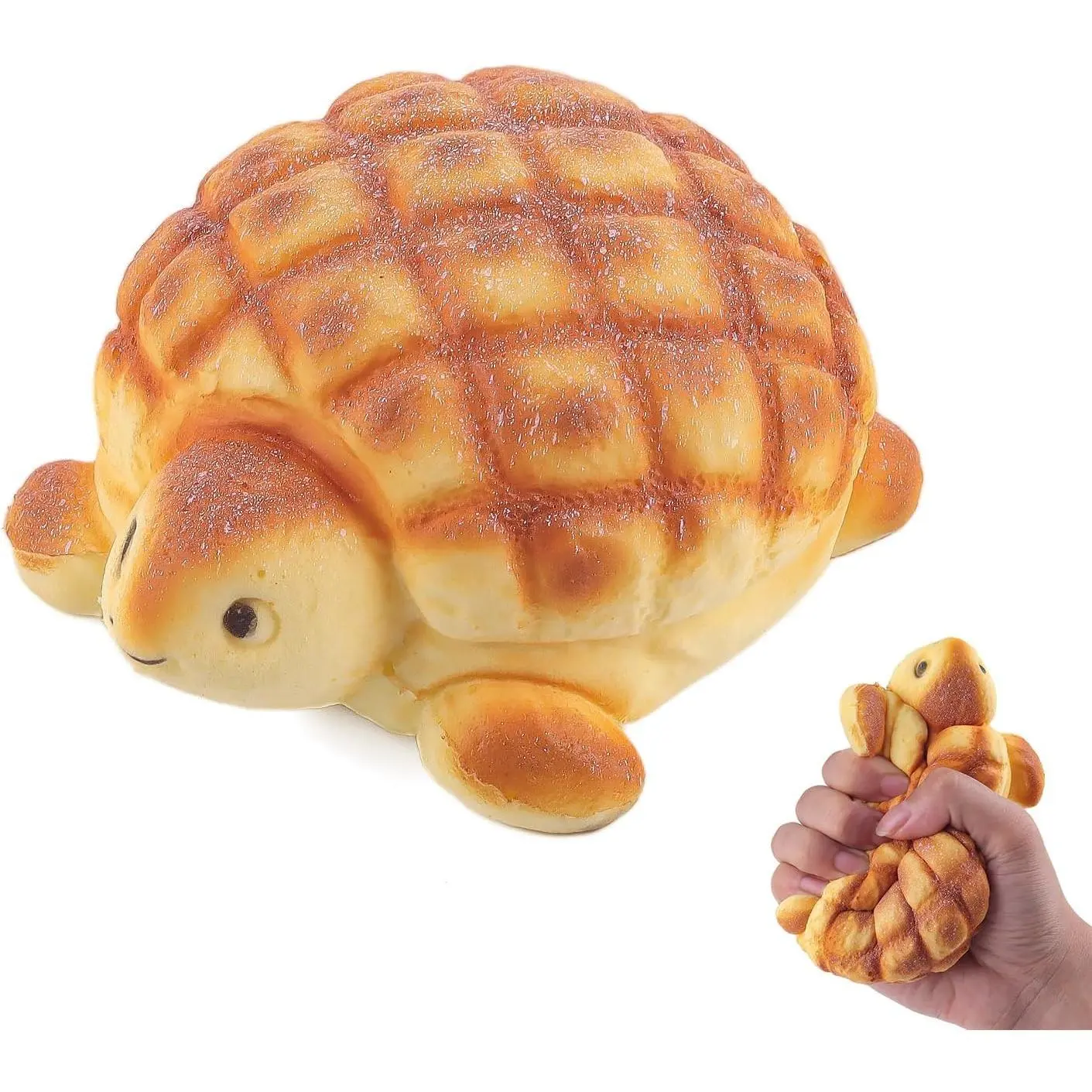 Anboor Slow-Rising Squishy - Cute Giant Turtle Bread Food Foam Stress Relief Toy with Safe Materials for Neurodivergent Kids (Ages 12+), Squishy Hunting, Video Games & Science Enthusiasts (Oddly Satisfying Indoor Toy)