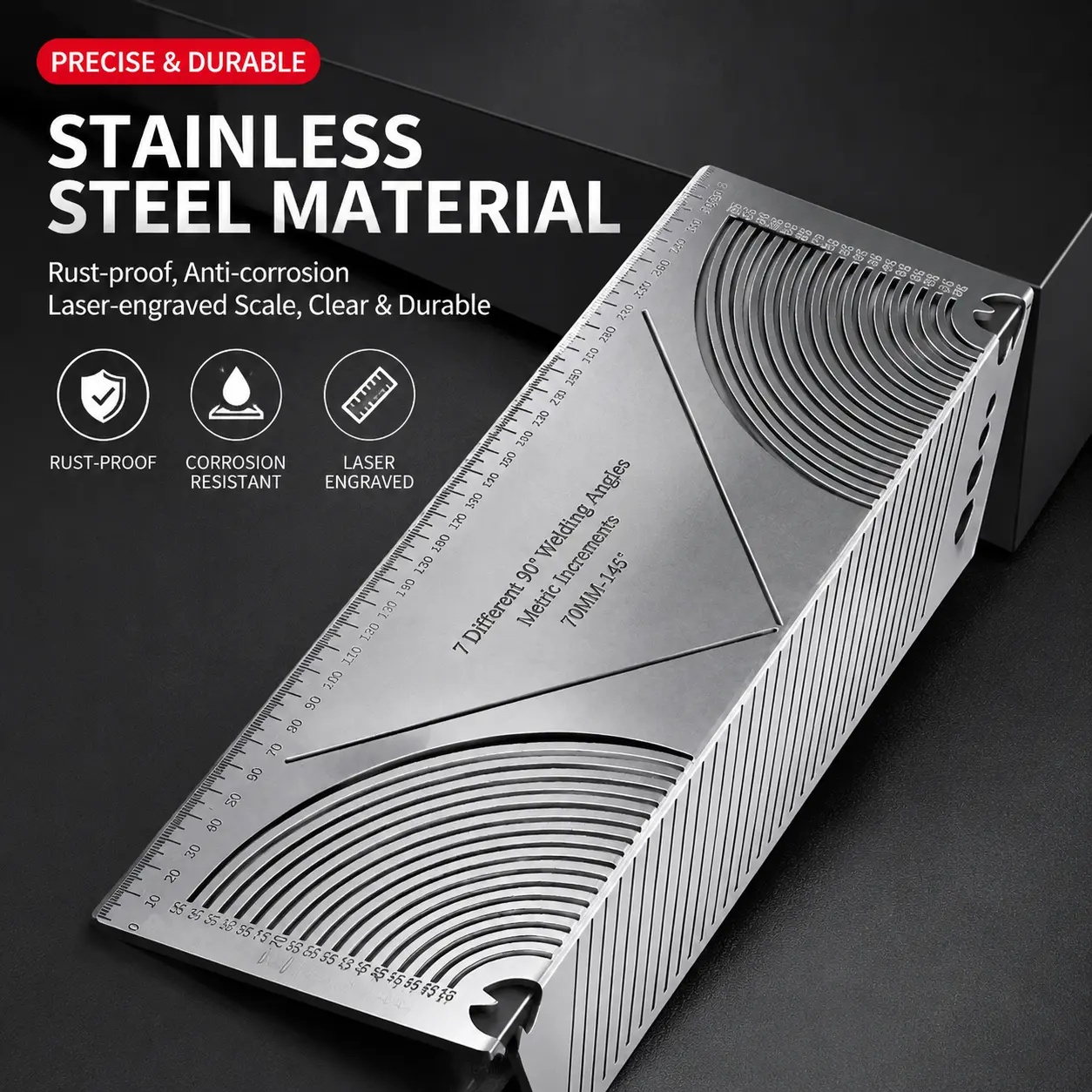 Stainless Steel Angle and Arc Marking Tool, Versatile, Precise and Accurate for Metal, Wood, and Pipe Crafting, Multi Functional, Practical Tool for Engineers, Carpenters, and