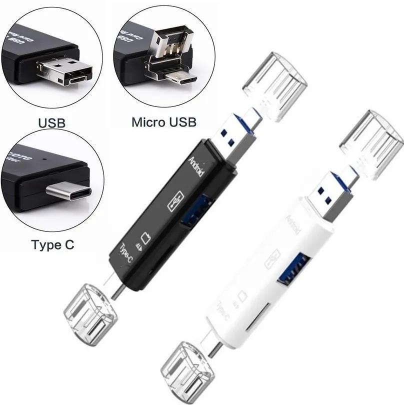 5 in 1 Multifunction USB 2.0 Type C USB Micro USB SD TF Memory Card Reader for Android Computer Dock OTG Type C Adapter