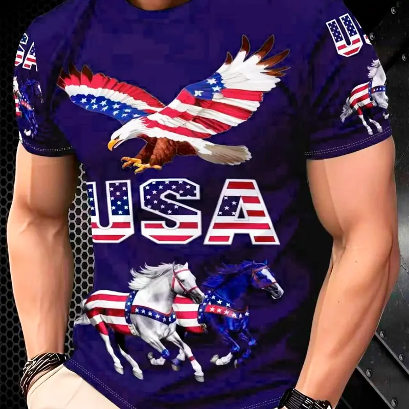 Men's Classic Casual Round-Neck Patterned, Tropical T-Shirt with 3D Digital Printing, Perfect for Outdoor Leisure Wear, Street Fashion, Quick-Drying And Easy to Clean, Regular Fit, Suitable for Sports, Casual Print Tee