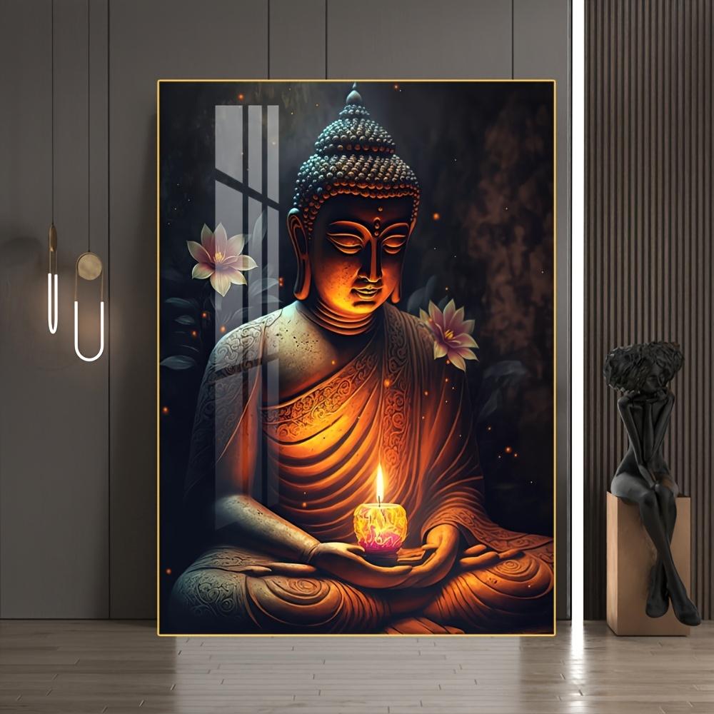1pc Zen Meditation Buddha Canvas Wall Art Print, Frameless Ink Painting Poster for Home Office, Living Room, Bedroom, Dining Decor - Indoor Portrait Orientation Religious Theme Wall Hanging, Zen Home Decor