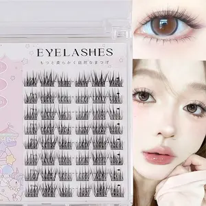 8-Row Self-Adhesive Lazy Flower False Eyelashes, Dandelion Feather Fish Tail Segmented Single Cluster Small Devil Self-Trimming Fine Stem Eye Lashes