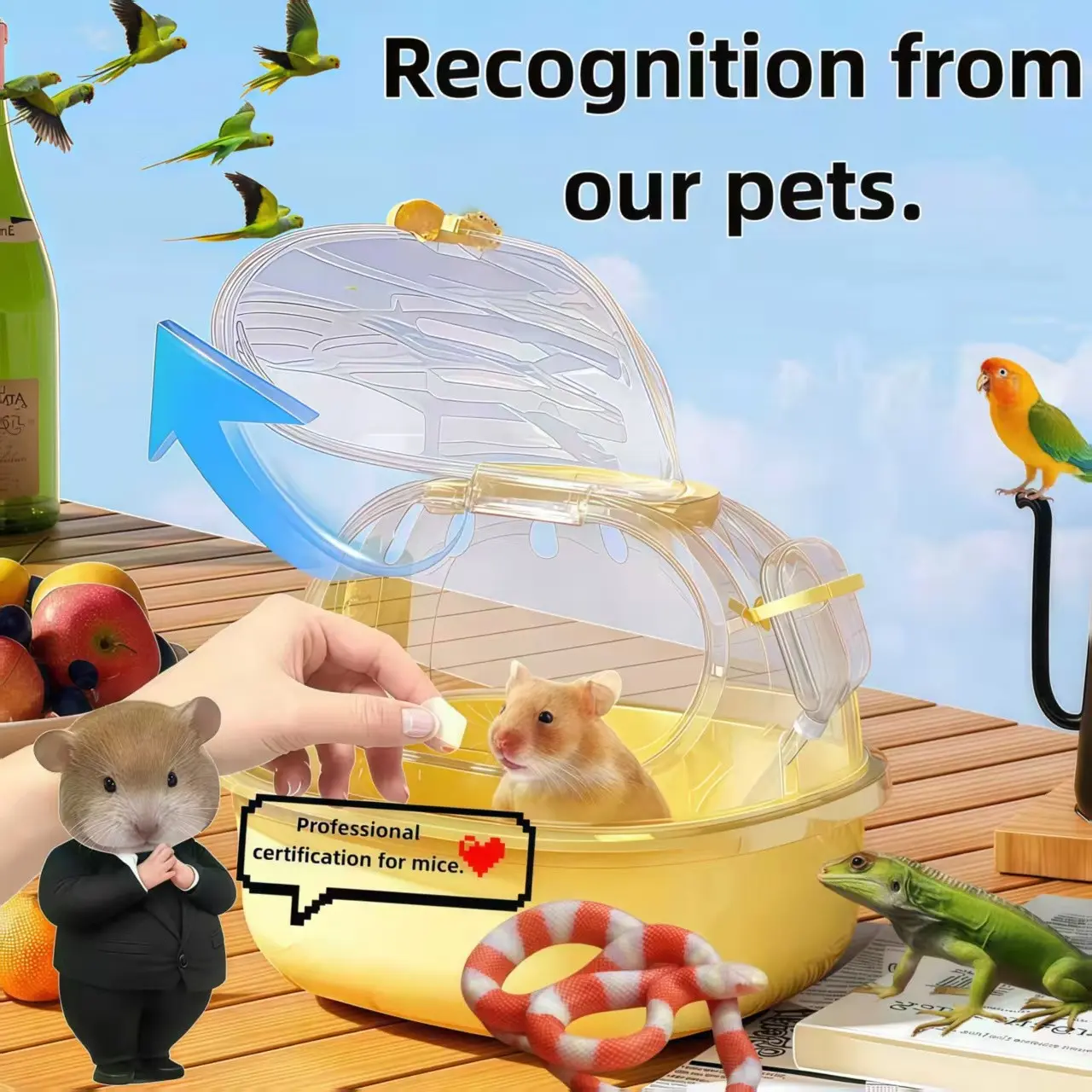 Transparent Pet Carrier Cage, Breathable Portable Travel Box, Multi-Pet Universal Outing Cage, Hamster Transport Container, Small Pets Feeding Cage, Mouse Cage