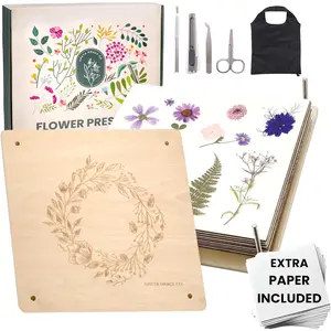 Extra Large Flower Press Kit| 11"x11" 10 Layers Wooden Pressing Boards, Tools & Bag| Crafting Kits for Adults & Kids| DIY Pressed Flower Plant Preservation Kit| Bouquet Preservation| Great Gift