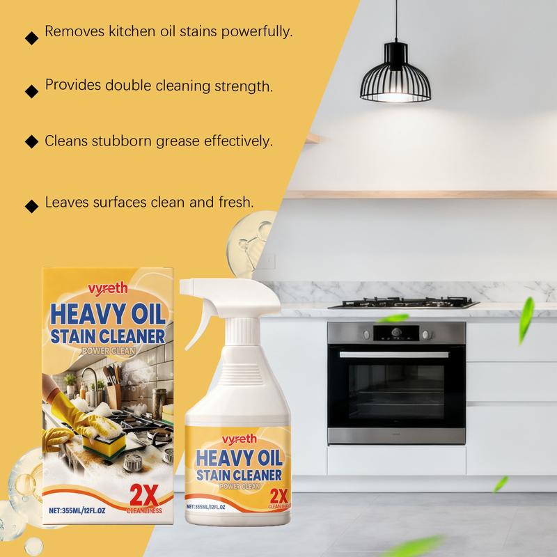 (2 Pieces)Heavy Oil Stain Cleaner,Oil Stain Cleaner Spray with Sprayer, Cleaner Treatment Agent, Stain Remover, Household Cleaning Product for Kitchen Stove, Range Hood, Cleaning Supply, Interior Cleaner, Kitchen Cleaning Supplies, Deep Stain Remover