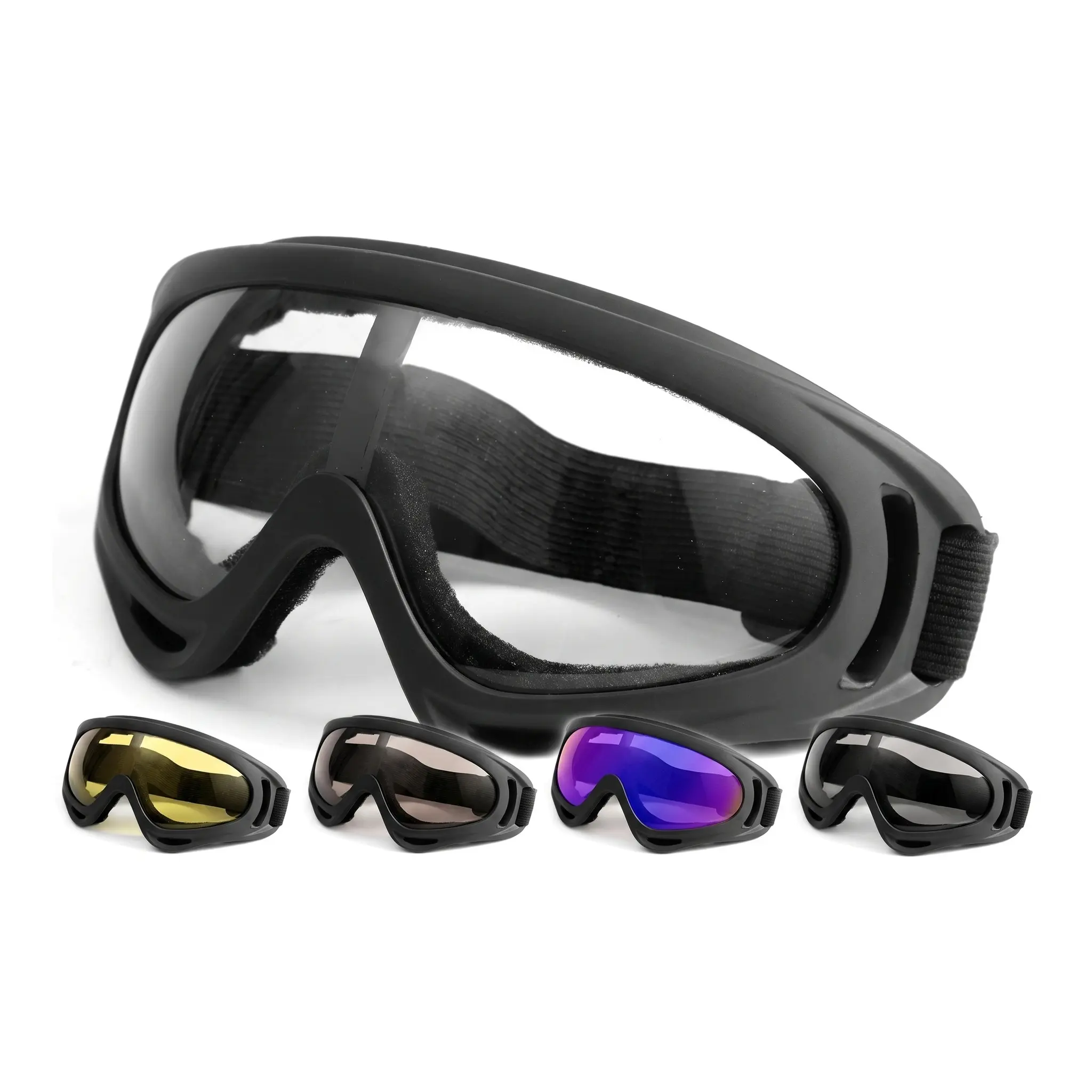 Windproof Sports Goggles For Cycling Ski Motorcycle TPU Full Frame Interchangeable Lens Fit Over Prescription Glasses With Head Strap Unisex Cozy Outdoor Eye Protection Clear Iridescent Gray Brown Yellow Lens Options Everyday Essential Gear