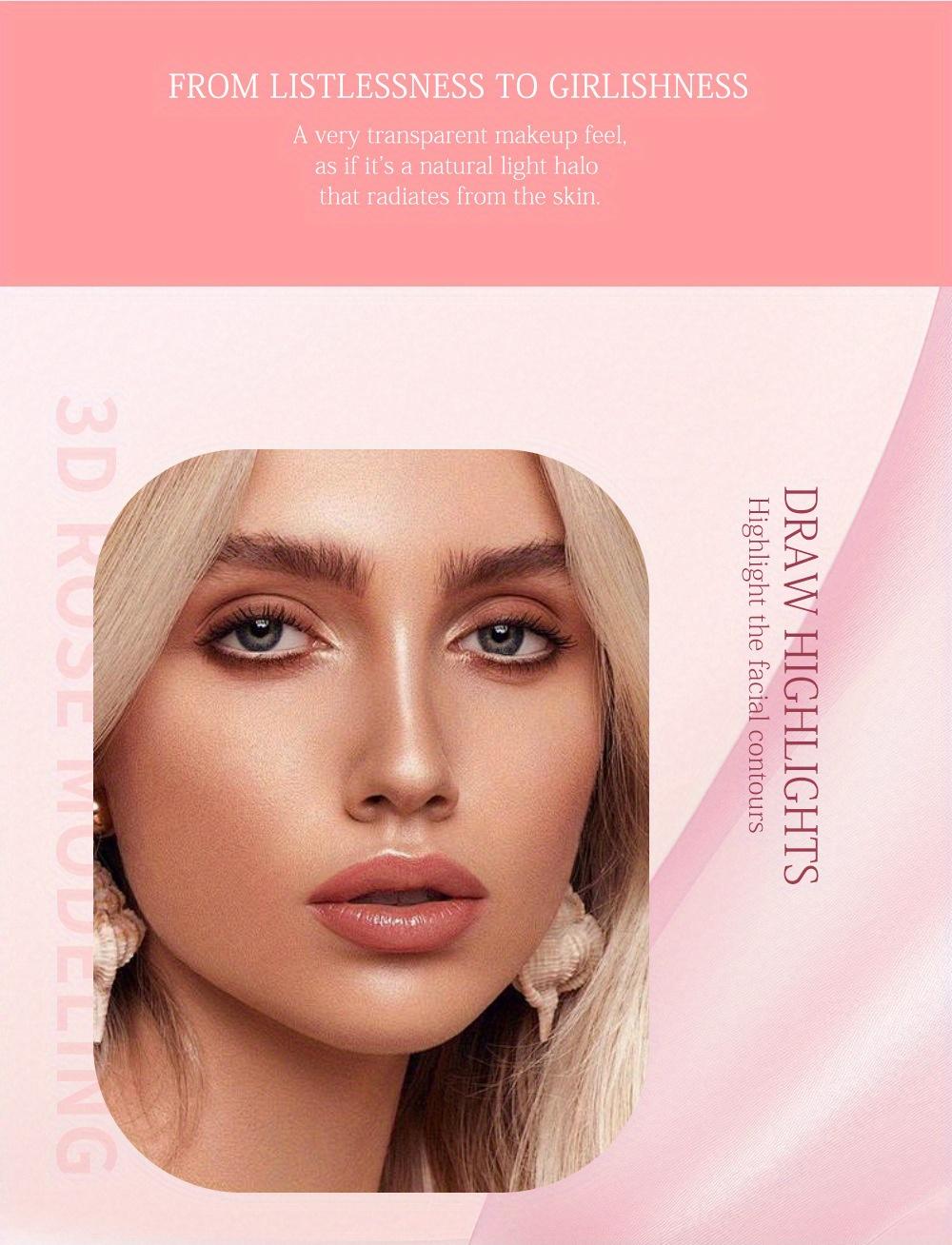 3D Three-dimensional Rose Highlight Powder Blusher High Gloss Glitter Improves The Look Nude Makeup Easy to Color Highlight Powder Face Contour Makeup Festival Party Music Festival Basic Makeup Valentine's Day Gift