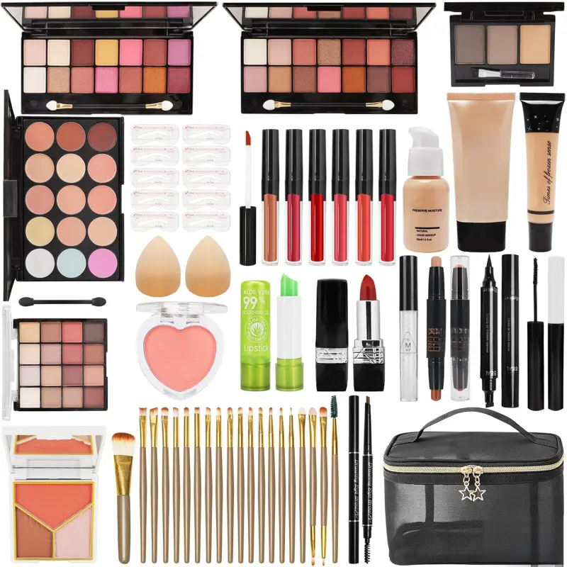 Makeup Kit for Teens & Girls, Makeup Gift Set for Beginners Teenager, Makeup Essential Bundle Includes Foundation Eyeshadow Contour Palette Lipstick Eyeliner Mascara Cosmetic Brush Set