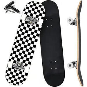 Pro Complete Skateboards for Beginners Girls Boys Kids Youths Teens Adults 31"x8" Skate Boards 7 Layers Canadian Maple Double Kick Deck Concave Longboard