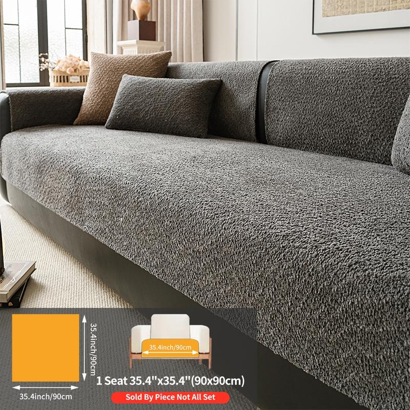 Pure Color Pearl Velvet Sofa Cover, Washable Sofa Slipcover, Pet-Friendly Anti-Slip Protector, Home Decor Furniture Protector for Living Room Bedroom