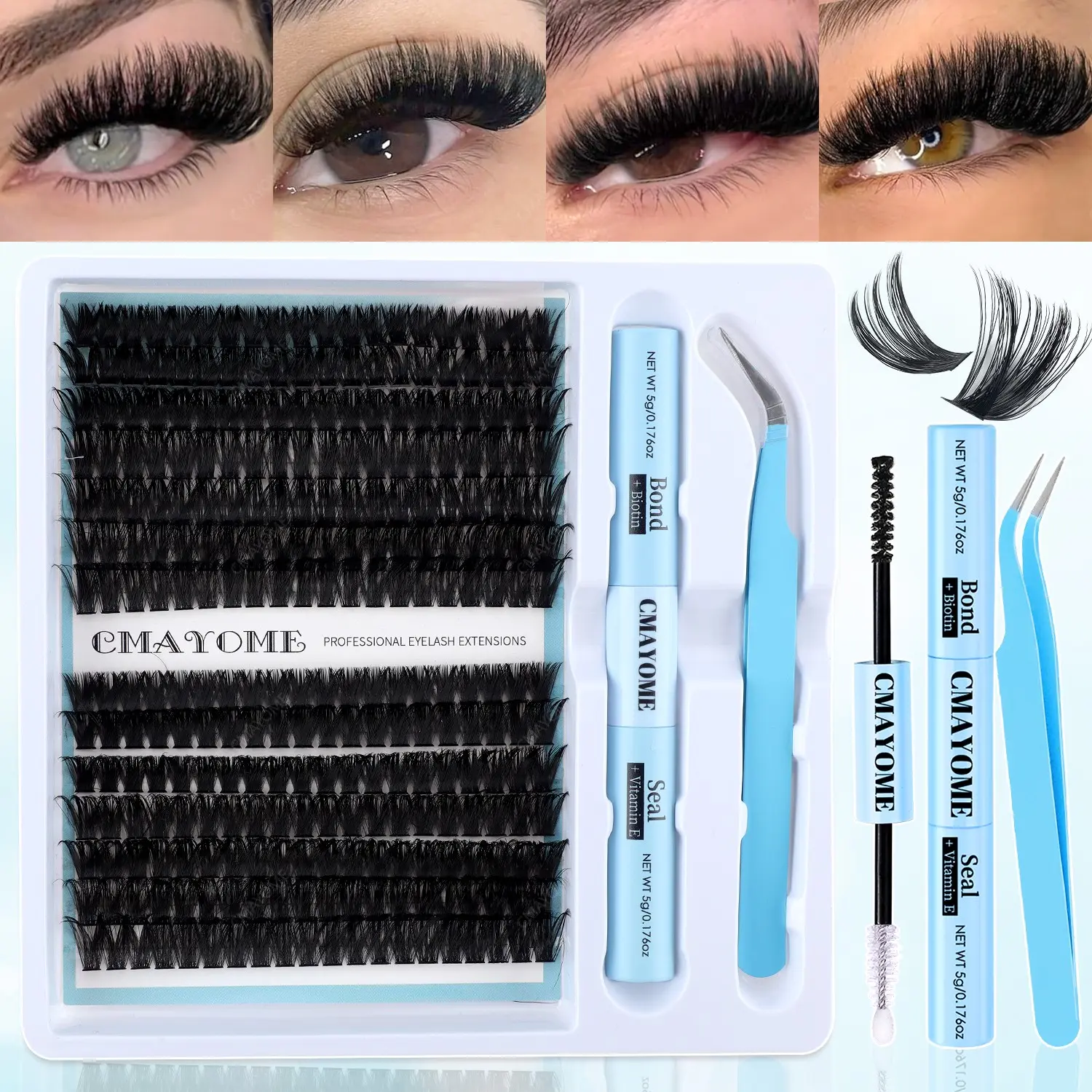 CMAYOME Volume Lash Clusters Set | DIY Lash Extension Kit | DIY False Eyelashes | Volumized Fake Eyelashes | D-Curl Individual Lashes | Beginner-Friendly 3D Voluminous Look | Home, Travel, Daily, Party, Wedding – TikTok Select 💕✨
