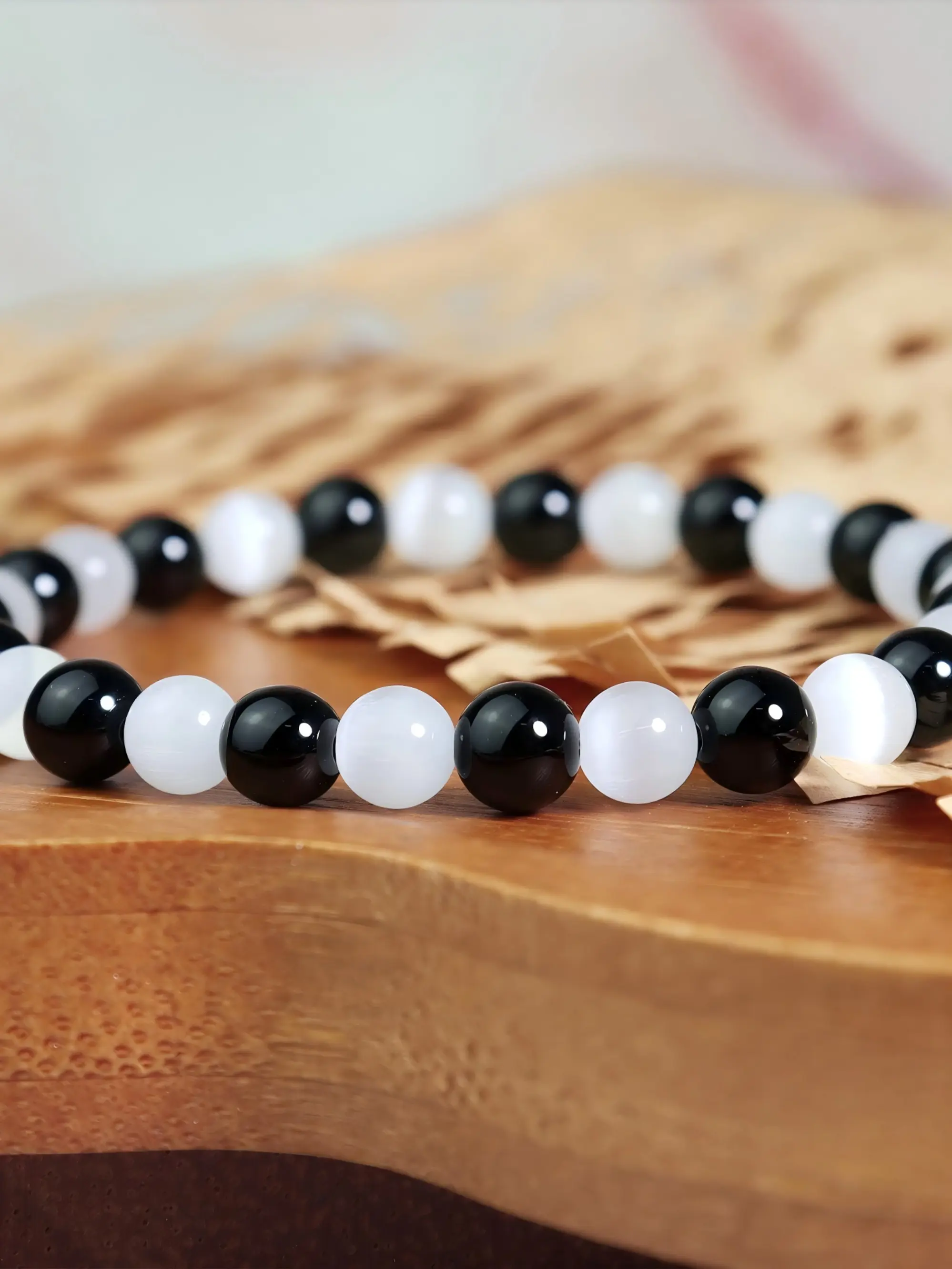 Black Tourmaline Selenite Bracelet  8mm  Protection Cleansing Bracelet   Spiritual Jewelry Chakra Healing Bracelet Negative Energy Shield