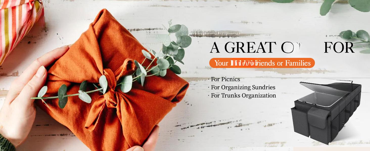 Trunk Organizer, Sturdy Foldable with Cooler for Car & SUV, 3 Compartments, Black, 30.90"*12.60"*10.63"