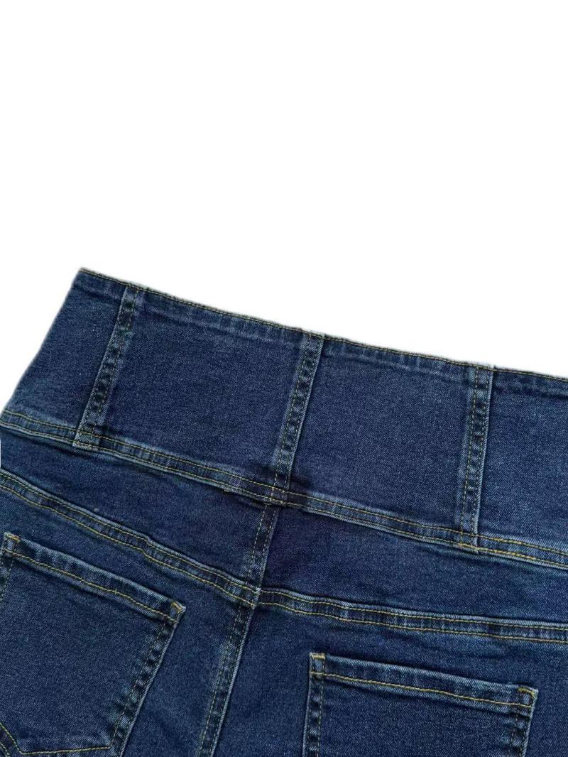 Women's High Waist Denim Shorts, Casual Comfy Button Fly Skinny Shorts for Daily Wear, Ladies Bottoms for All Seasons