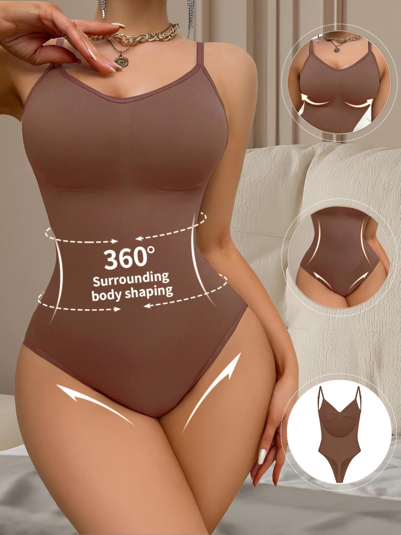 Women's Solid Color Spaghetti Strap Shapewear Bodysuit, Corset Shapewear, Tummy Control High Stretch Shaper, Ladies Shapewear for Daily Wear