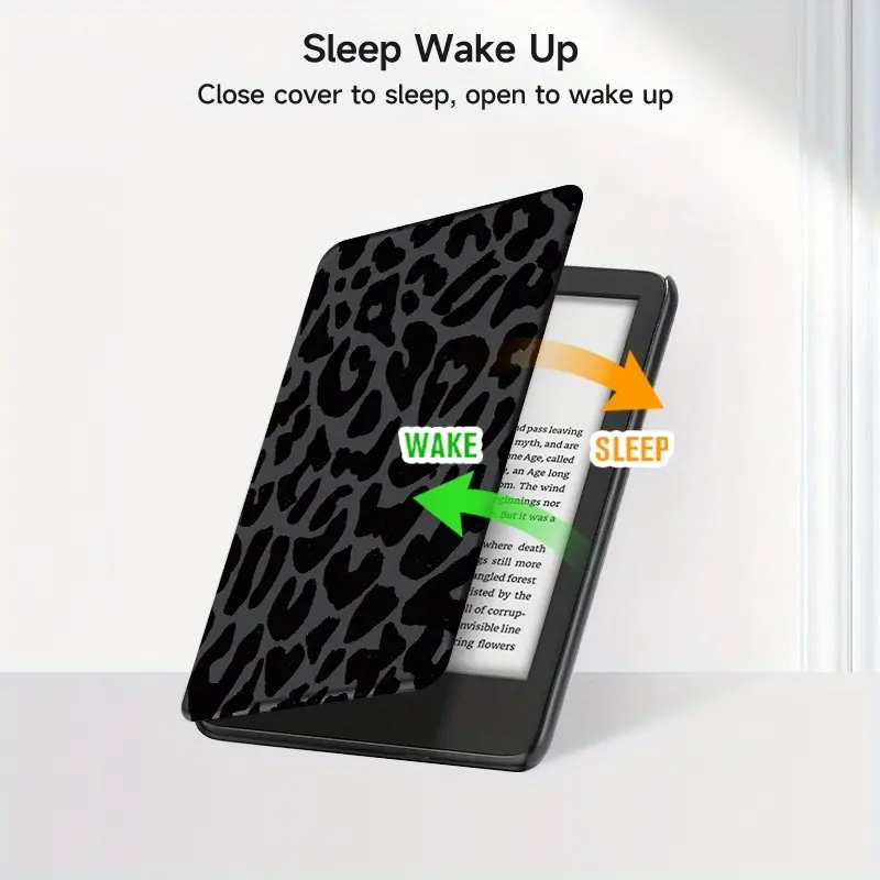 Leopard Print Kindle Paperwhite Protective Case - Ultra-thin faux leather cover with sleep/wake function, reinforced corners, shockproof hard shell, suitable for 6inch and 7inch Kindle 11th generation (2019/2022/2024), stylish and protective design