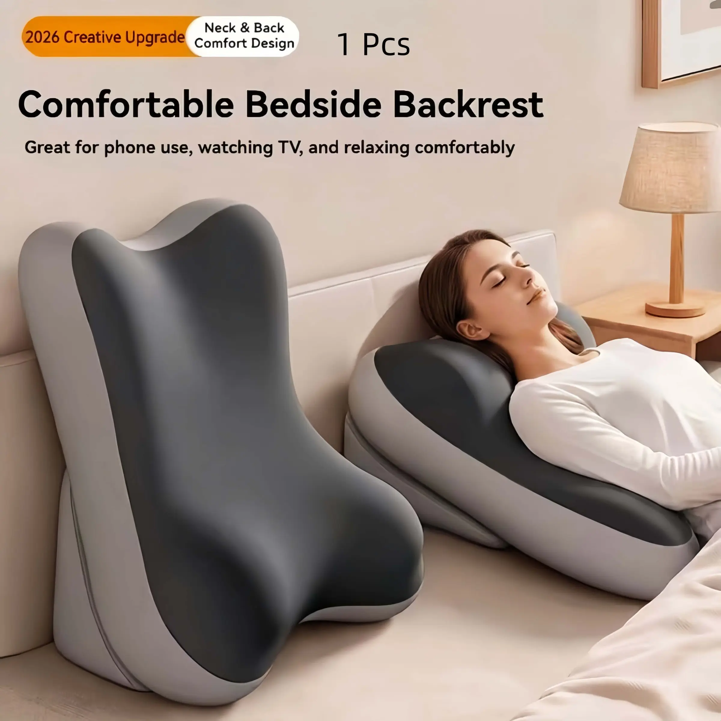 Ergonomic lumbar support pillow, adjustable wedge-shaped design, non-slip, anti-snoring, relieves acid reflux, suitable for sleep, reading, gaming, driving, and office use. #GlobalSelection