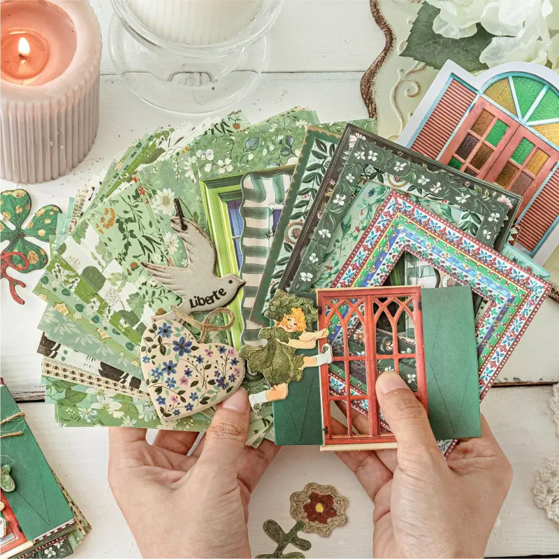 45 Vintage Mixed Material Embossed Relief Material Pack Garden Post Office Series Scrapbook Diary Journal Collage Decoration