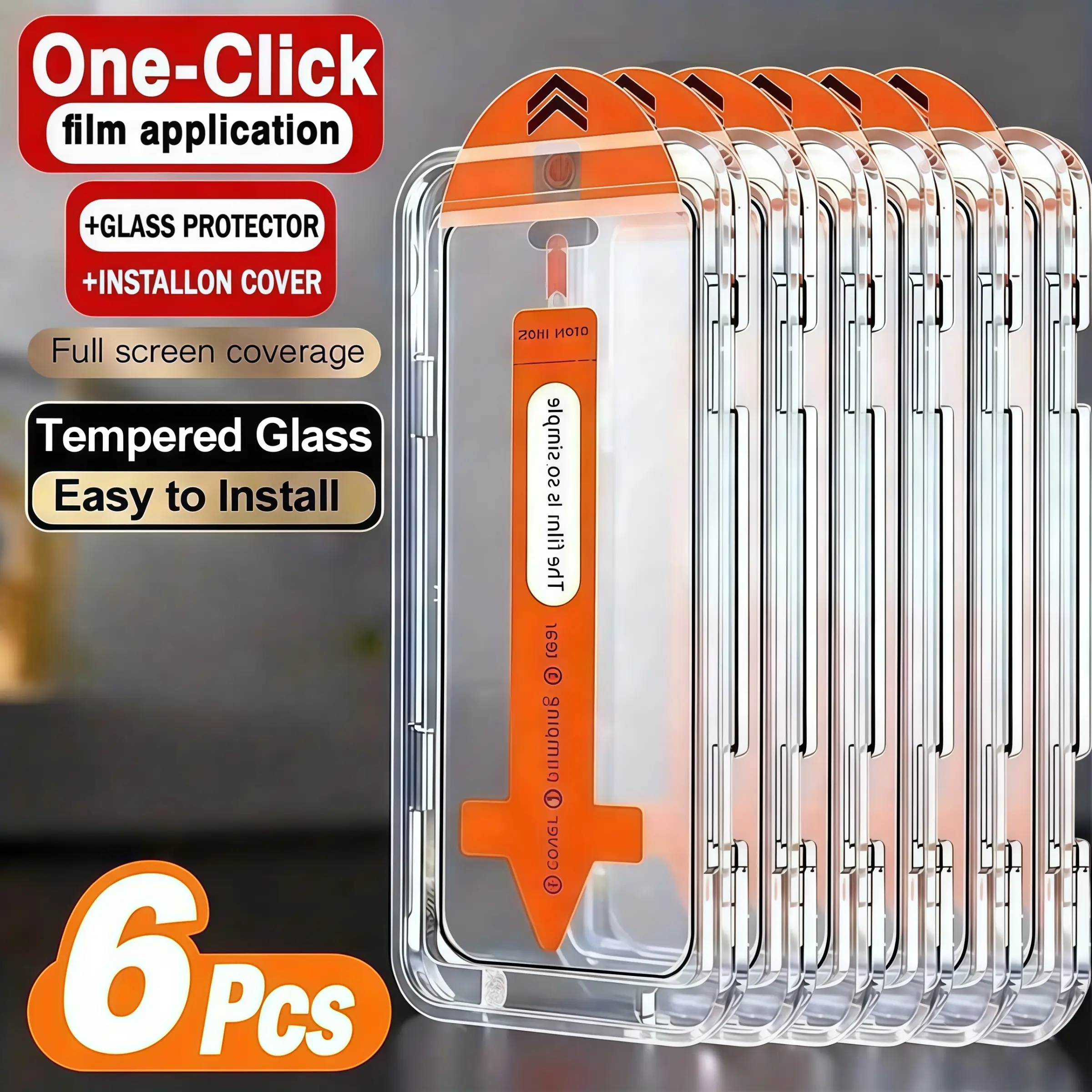 6-Pack Ultra-Clear Tempered Glass Shockproof Protective Cover Screen Protector Film, Fits iPhone Models 17/17 Air/17 Pro/17 Pro Max, Includes Installation Tools, Accessories, Protection