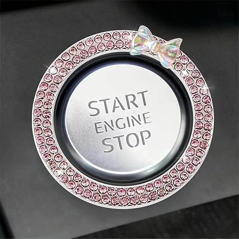 Car Engine Start Stop Button Decoration, Rhinestone Decor Car Engine Start Stop Button Circle, Car Interior Accessories for Women & Girls, Car Interior Decorative, Car Decorations