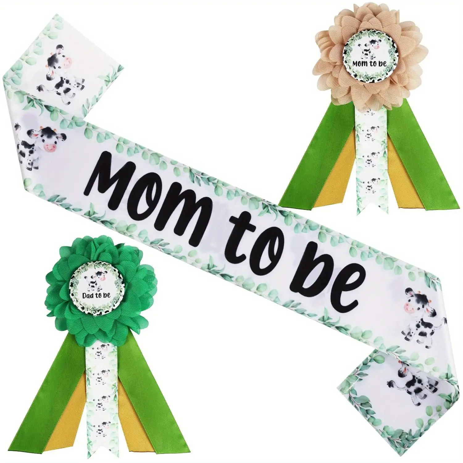 1Set Coffee Theme Baby Shower Decorations Set Mom to Be Dad to Be Sash Corsage Pins for Maternity New Parents Pregnancy Announcement Gender Reveal Party Decorations Favors