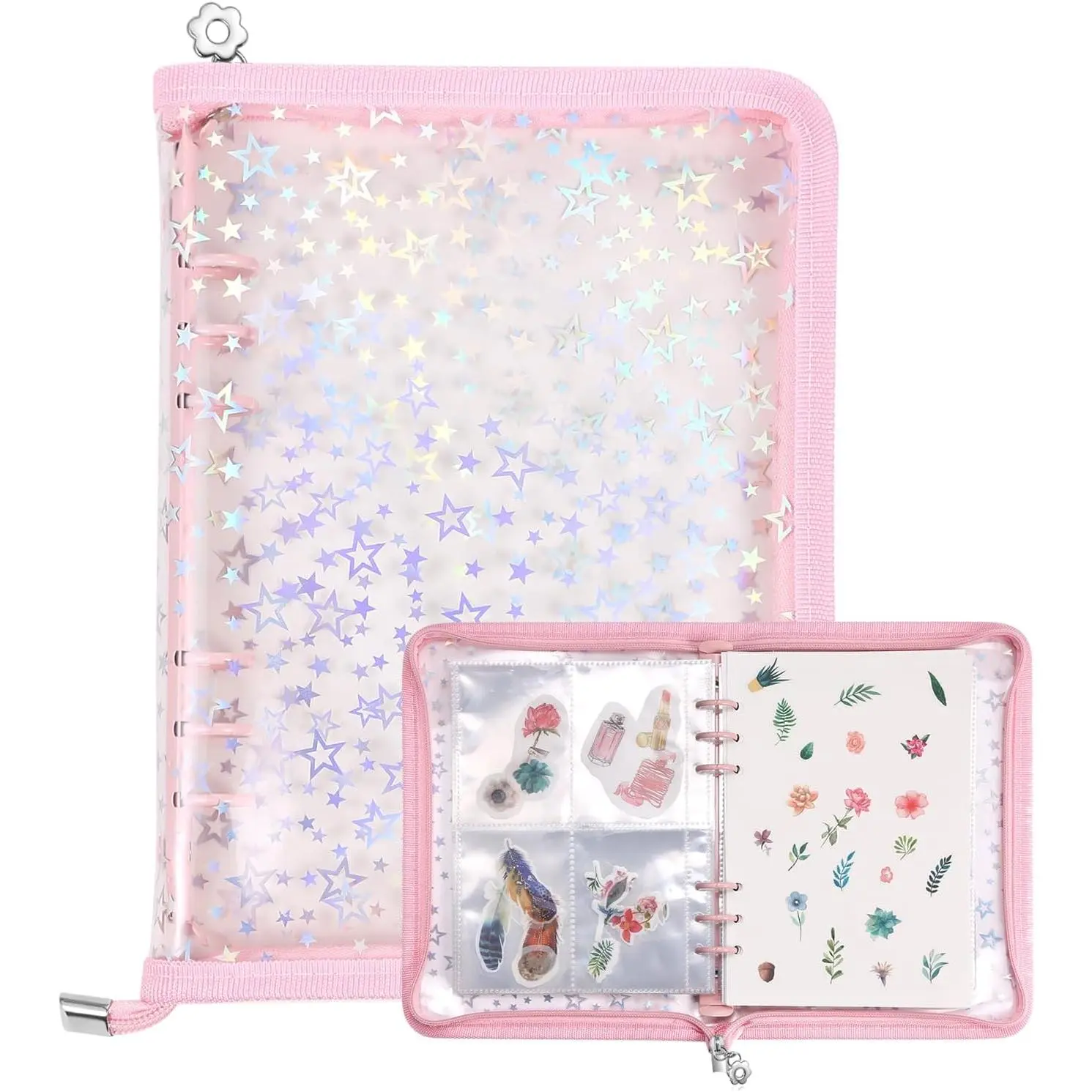 4 in 1 Sticker Storage Organizer Binder,Collecting Book Album Holder | 3 Size Sleeves and Release Paper, A5 Blank  Sticker Container,Large Craft Sticker Keeper Saver Book Folder