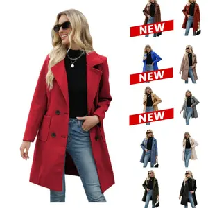 UANEO Women Winter Wool Blend Camel Mid-Long Coat Notch Double-Breasted Lapel Jacket Outwear #TikTokShopBlackFriday