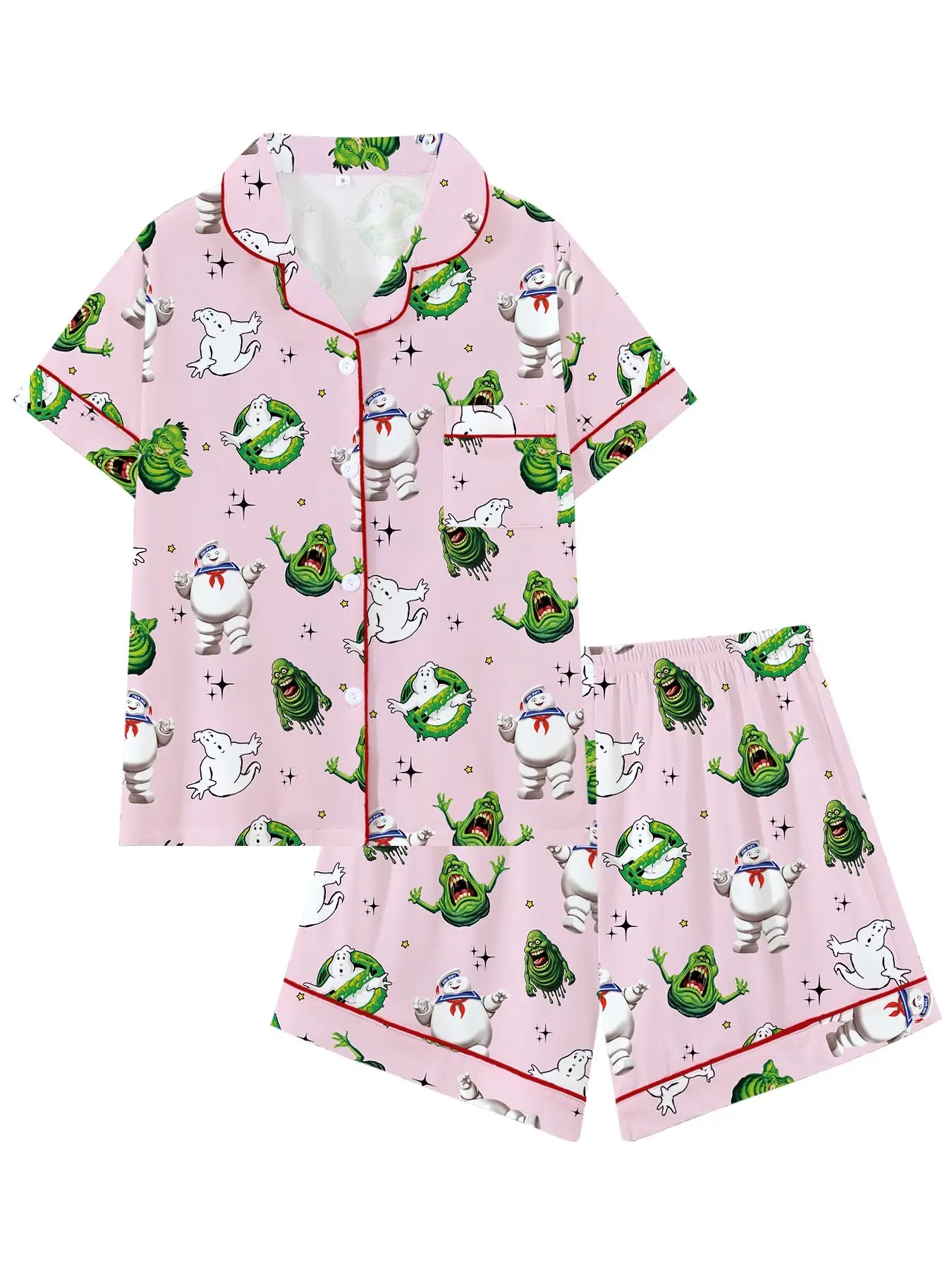 Halloween Trendy Women's Pajama Set, Fashion Casual Cool Home Wear, Short Sleeve Shorts, Spring & Fall Loose-Fitting Loungewear