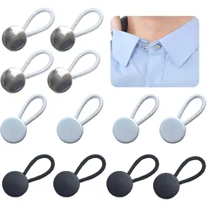 12 count Metal  Extenders for Mens Shirts  Button Extender for Mens Dress Shirt Soft Elastic  Extender  Tight(3 Colors Grayishwhite, Black And Bright )
