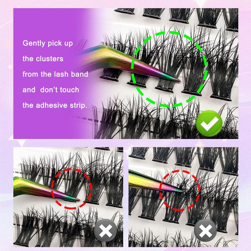 180 Cluster, Fluffy Self-Adhesive False Eyelash Clusters with Mixed Lengths 8-16mm, Comfortable Travel Portable Makeup, Long-Lasting Natural Look