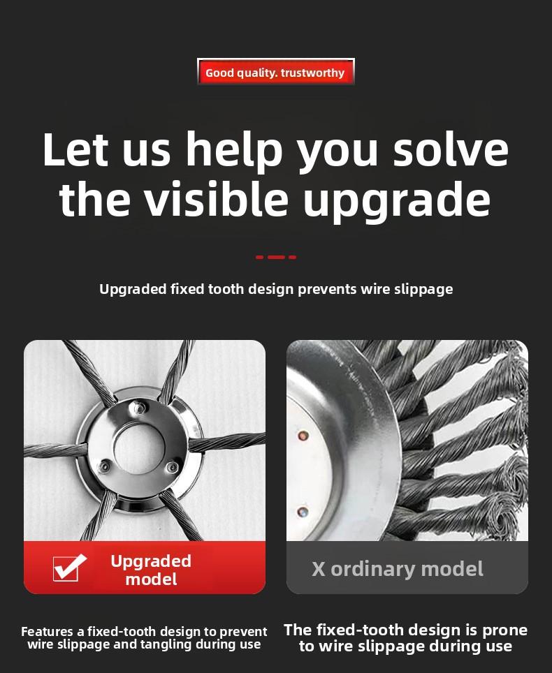 8inch Lawnmower wire brush head for weeding and garden maintenance, 8inch twisted wire brush head, wire wheel universal garden accessory for lawn care and weeding tasks