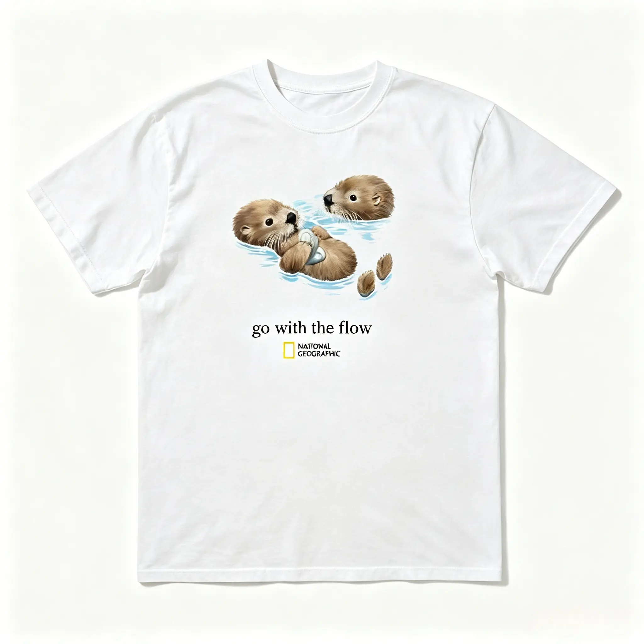 Otter Go With The Flow T-Shirt, Animal Tee, Gifts Shirt, Unisex Vintage Graphic Tees Gothic Grunge Y2k Emo Scene Amity Affliction Style Clothes Men Women Streetwear