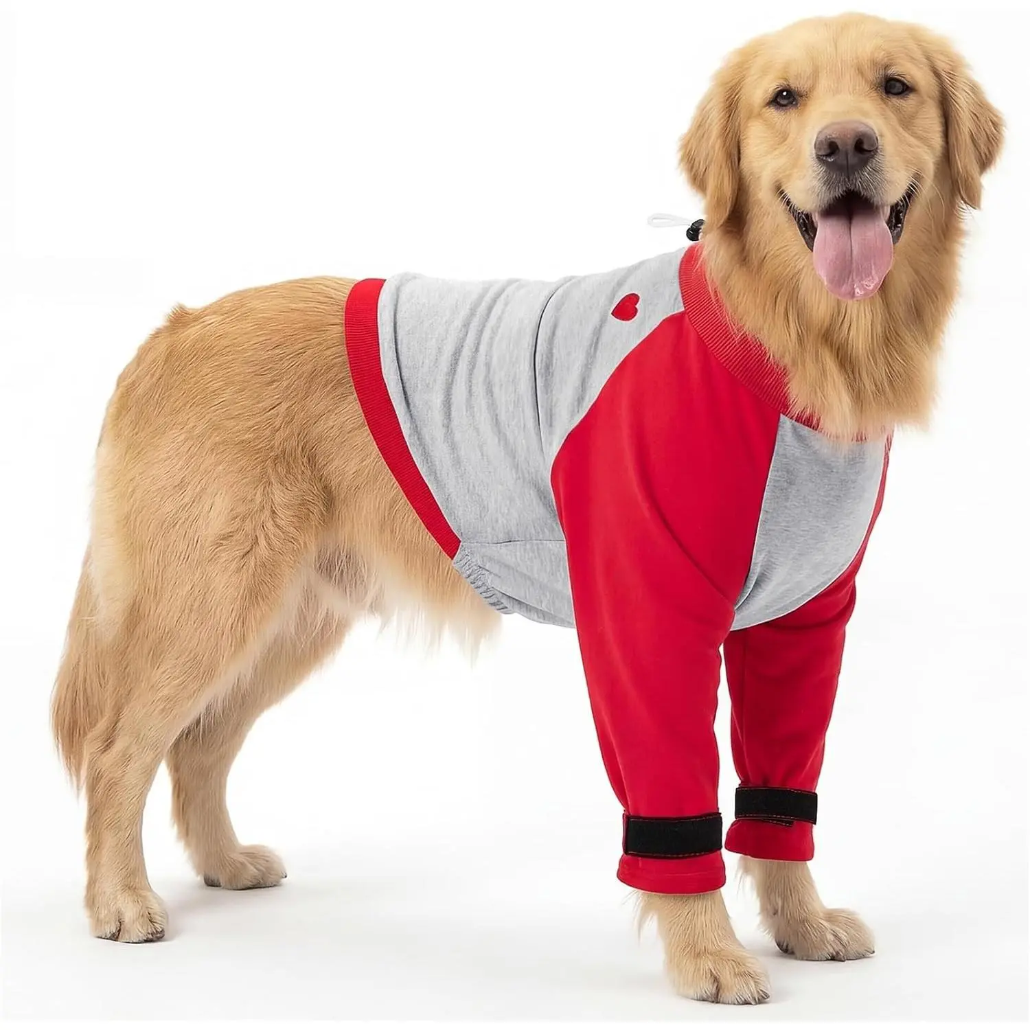 Dog Recovery Suit - Padded Elbow Protector, Breathable Fabric Front Leg Sleeve, Cone Alternative for Post-Surgery Wound Protection & Preventing Licking (Red, XL)