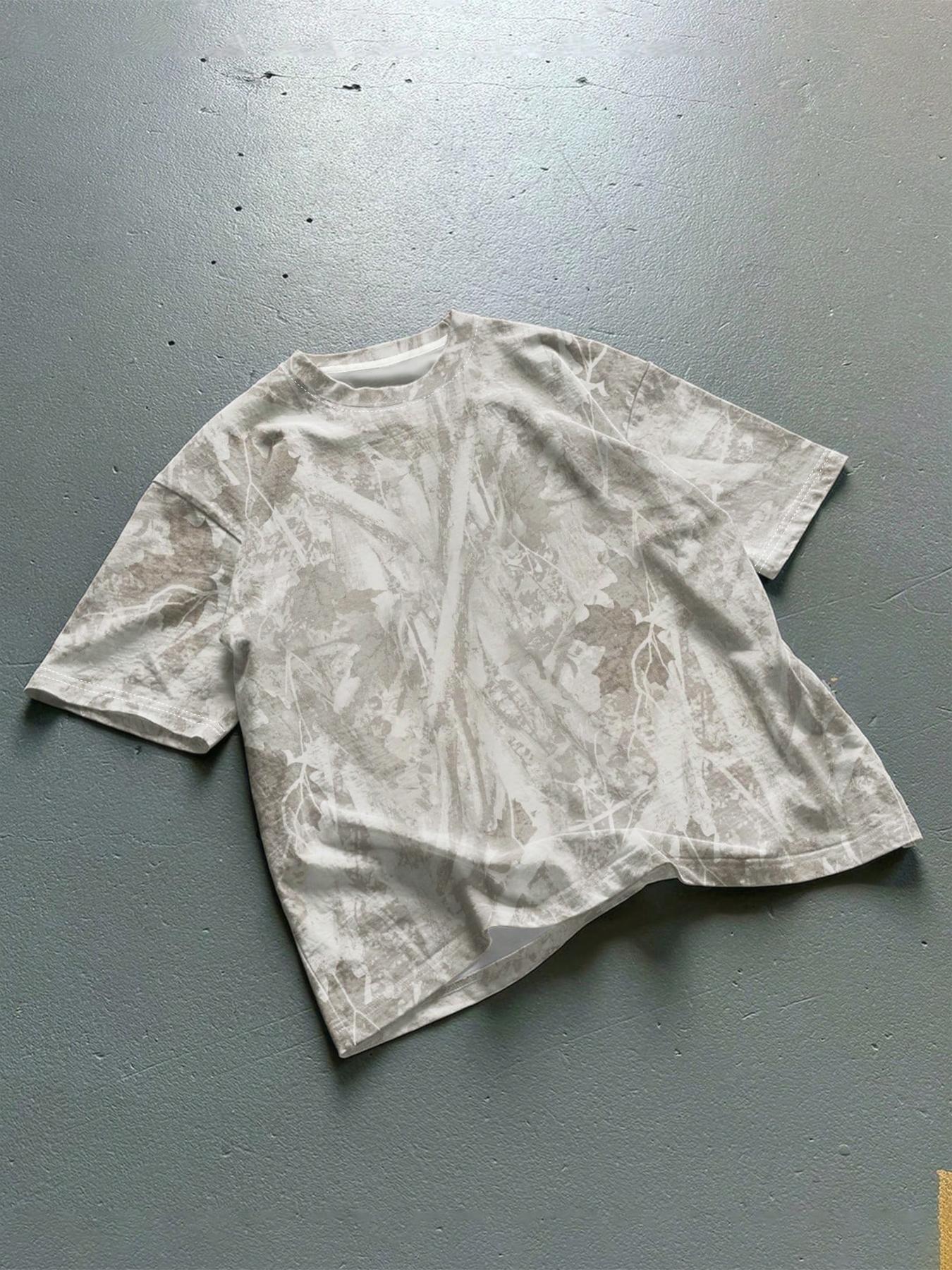 Unisex Camouflage Print T-Shirt, Round Neck, Short Sleeve Casual Style, Organic Fabric, Fitted Design, Summer Fashion for Daily Wear