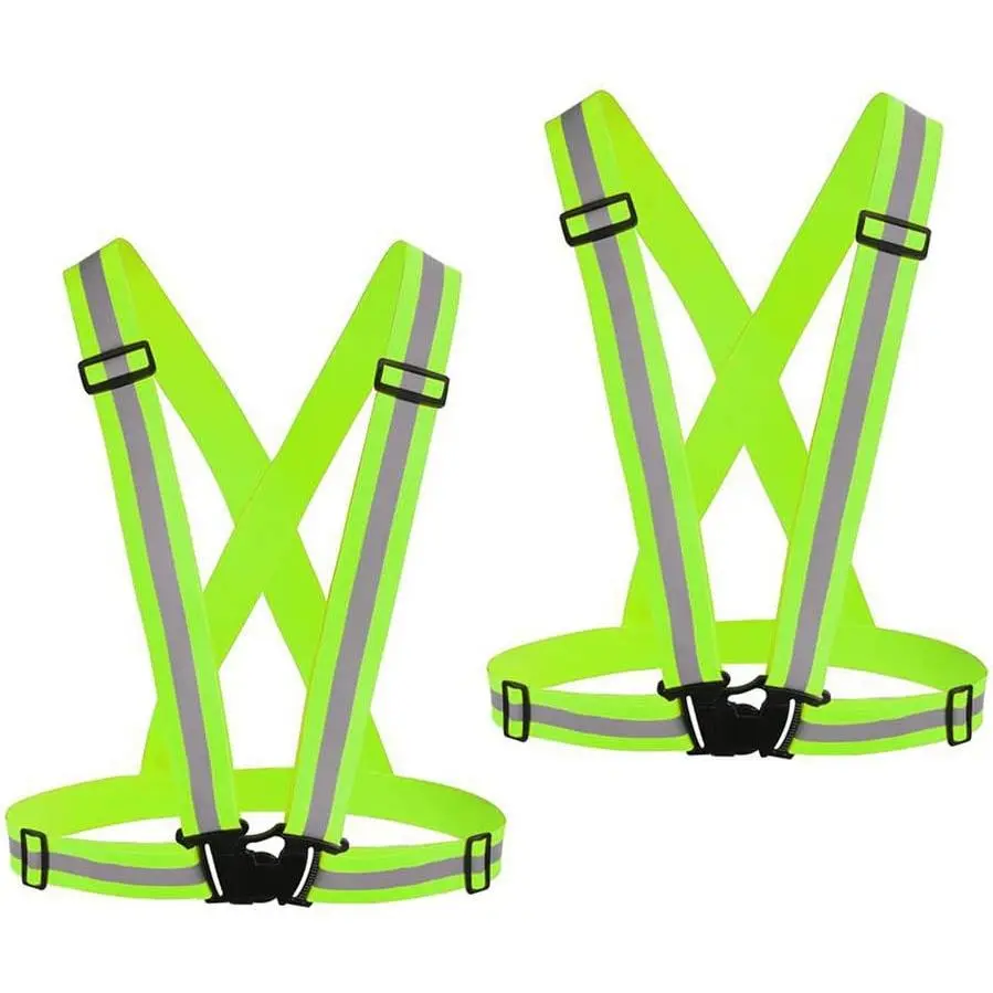 2-Count Sleeveless Reflective Vest - High Visibility, Adjustable, Stylish Striped Nylon Fabric, Ergonomic Snaps Fastener Gear for Cycling, Engineering (Mobile Phone Selfie Safety Accessory for Outdoor Activities)
