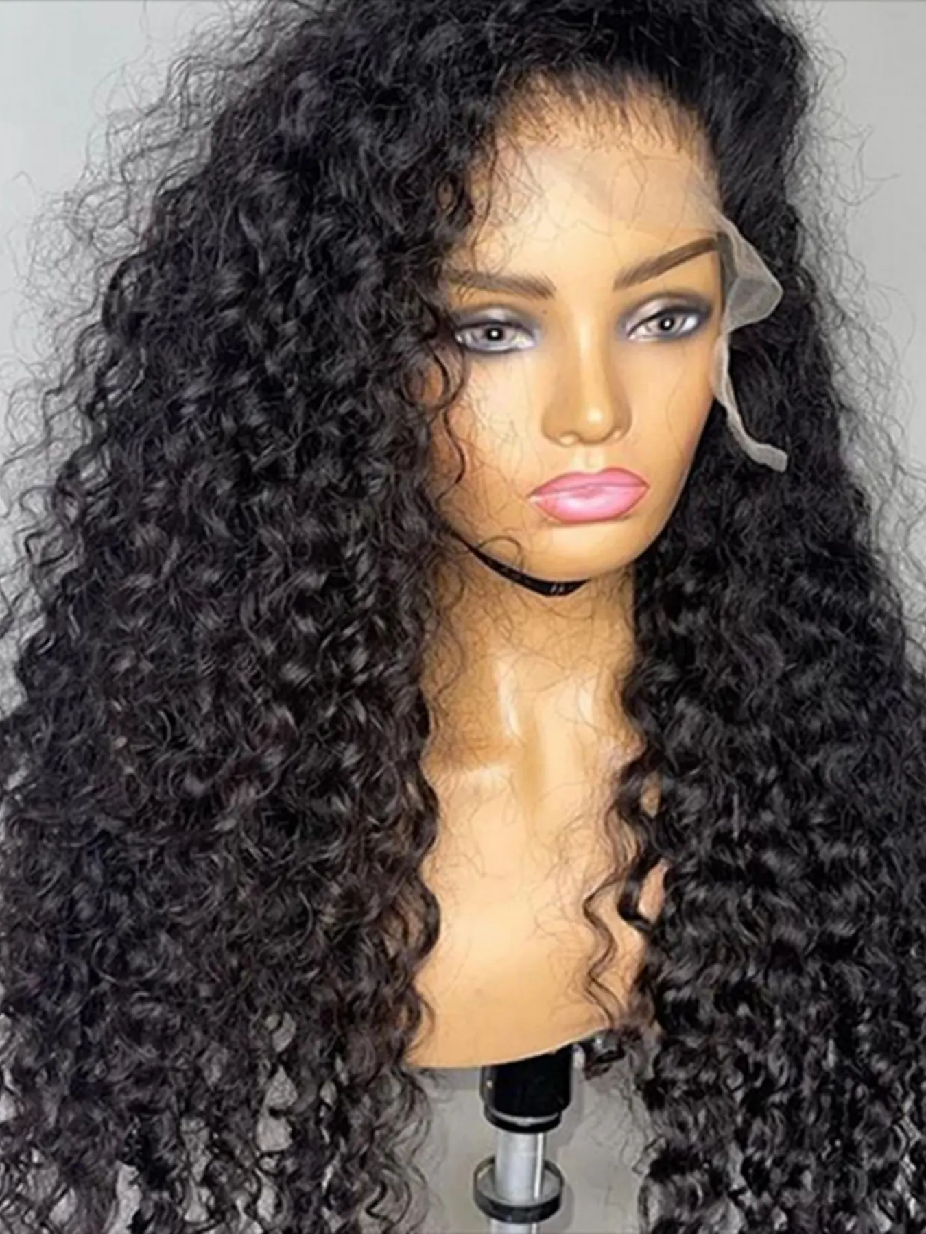26-Inch Soft Natural Black  Kinky Curly Wig, 13x4 Lace Front, Pre-Plucked, Heat Resistant, Glueless Synthetic Hair for Women, All Seasons Wear
