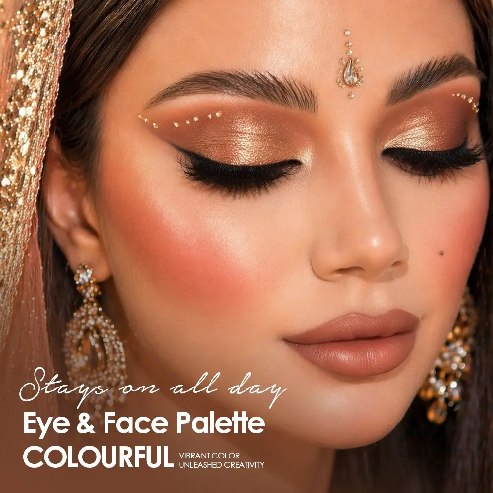 Large Size Warm Neutral Cosmetic Eyeshadow Palette, Embossed Unique Color Block Design, Easy Blending Non-Caking Shimmer Matte Shadow, Sweat Resistant All Day Daily Travel Eye Makeup