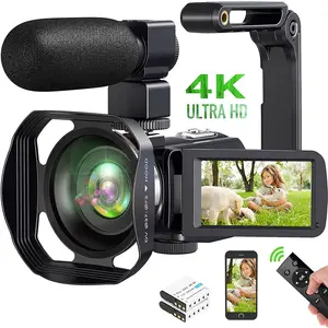 4K Camcorder Video Camera  48MP IR Night Vision Vlogging Camera for YouTube 18X Digital Zoom 3.0" IPS Screen Video Recorder With WiFi, Mic, Handheld Stabilizer, Controller, 32GB SD Card, 2
