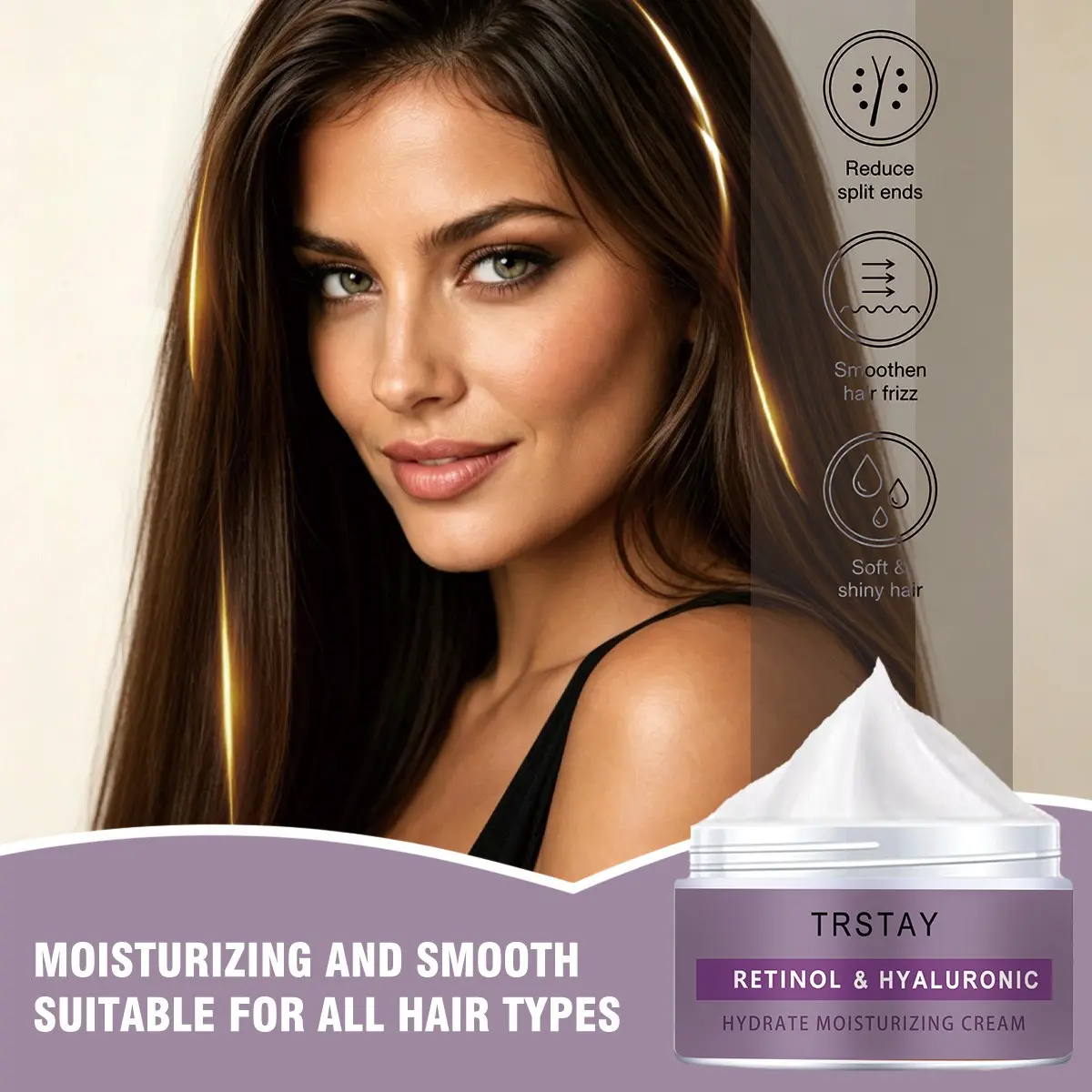 Trstay Retinol & Hyaluronic Acid Moisturizing Cream, Creamy Silky Texture, Daily Care for Hair and Skin, Nourishing Formula