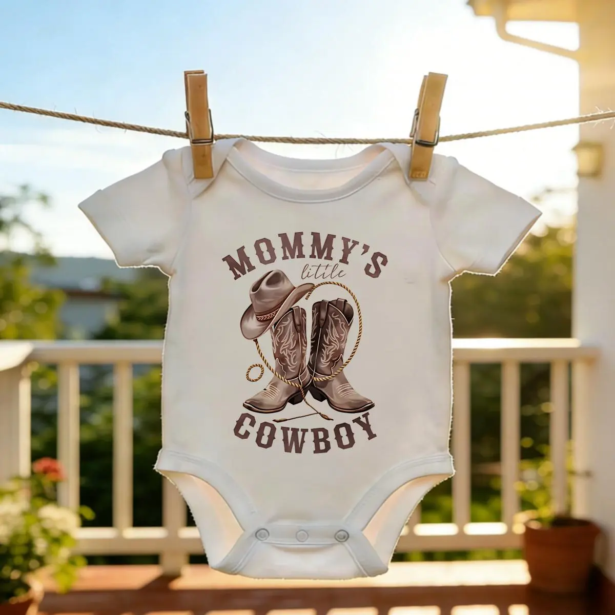 Baby Boy Bodysuit, Short Sleeve 100% Cotton, Vibrant Cowboy Print Baby Clothing for a Cute Look with Easy Snaps, Flexible Fabric for Infants 6m-24m, 12M, All Over Print