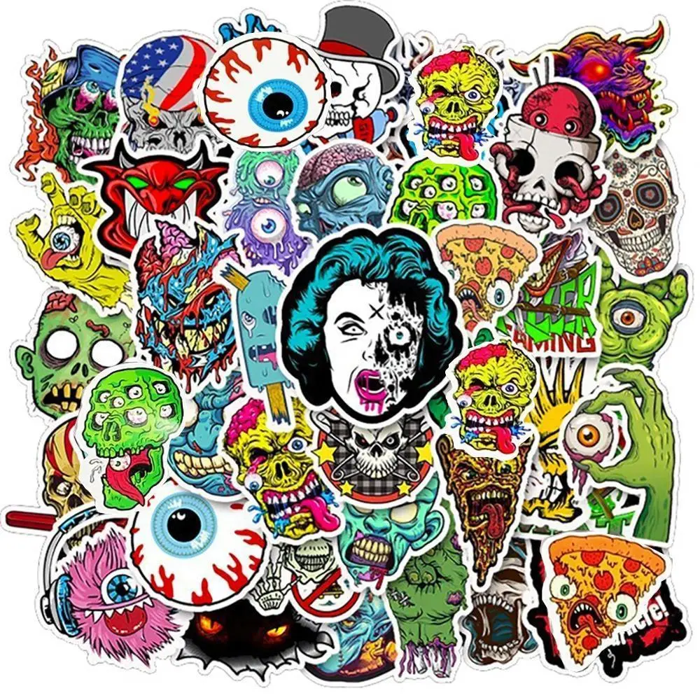 2026 New hot item 10/30/50PCS Terror Series Skull Graffiti Stickers Guitar Laptop Skateboard Luggage Phone Bike Waterproof Cool Stickers Kid Toy